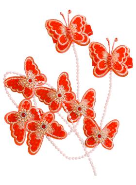 儿童新年发饰流苏蝴蝶发夹中国风编发链宝宝对夹女童拜年喜庆发卡