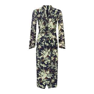 DVF2026春夏新款V领绿野仙踪亚光针织拼接弹力网纱连衣裙DL1U002