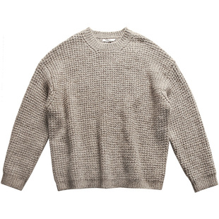 日系复古cleanfit圆领毛衣男秋季慵懒风菠萝纹厚实羊毛针织衫上衣