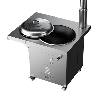 304不锈钢鼓风机柴火灶家用烧木柴大锅台农村无烟轮毂移动土灶台