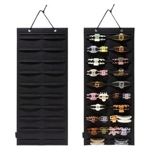 悬挂式发夹收纳盒爪夹壁橱收纳挂袋壁挂储物袋毛毡发夹支架挂墨镜