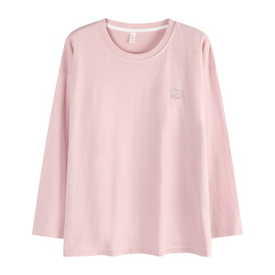 带胸垫单上衣女士秋纯棉长袖睡衣