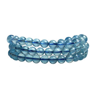 天然巴西星光海蓝宝三圈手链云母绿柱石水晶手串饰品闺蜜礼物情侣