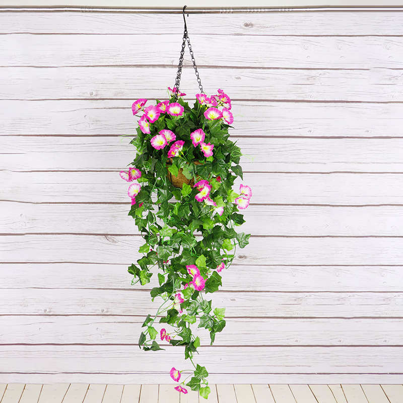 仿真植物牵牛花壁挂花藤吊兰吊顶假花装饰阳台吊篮盆栽塑料条挂件