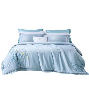 富安娜60支长绒棉四件套高级感纯棉床单被套贡缎床笠轻奢床上用品