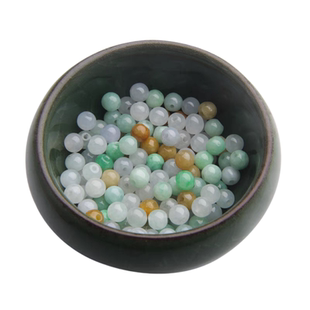 天然翡翠散珠a货源头转运三彩玉珠缅甸玉珠子冰种diy项链手脚链珠