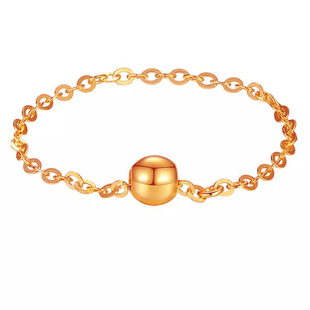 18K金转运珠戒指女玫瑰金软戒AU750彩金路路通链条指环食指关节戒