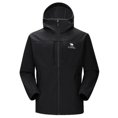 骆驼户外软壳衣外套男秋冬保暖摇粒绒连帽加绒加厚夹克防风外套女