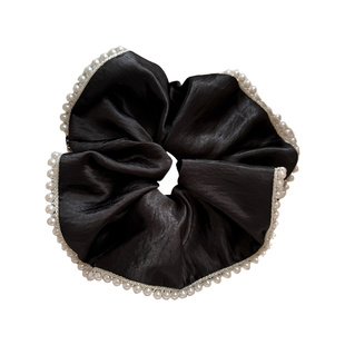 高级感缎面大号仿珍珠大肠发圈女气质扎头发绳丸子头皮筋头绳发饰