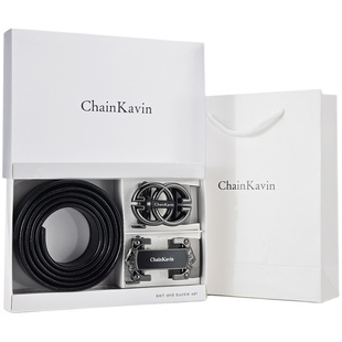 官方正版ChainKavin皮带男士自动扣年轻人潮流百搭牛皮双G腰带ins