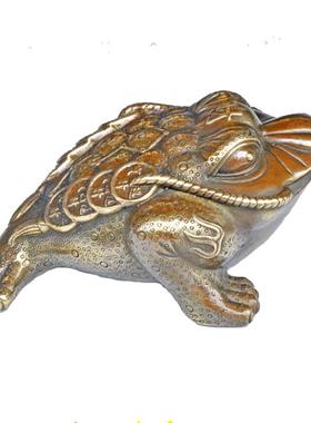 三足金蟾招财摆件纯铜把玩茶宠