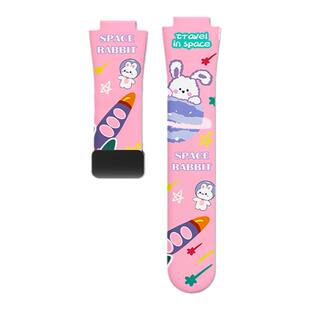 适用小米米兔儿童手表5C/6c表带4C/4X/4卡通印花硅胶腕带磁吸折叠扣小寻T6pro/Z9/X3S/T3/T5男女学生15mm配件