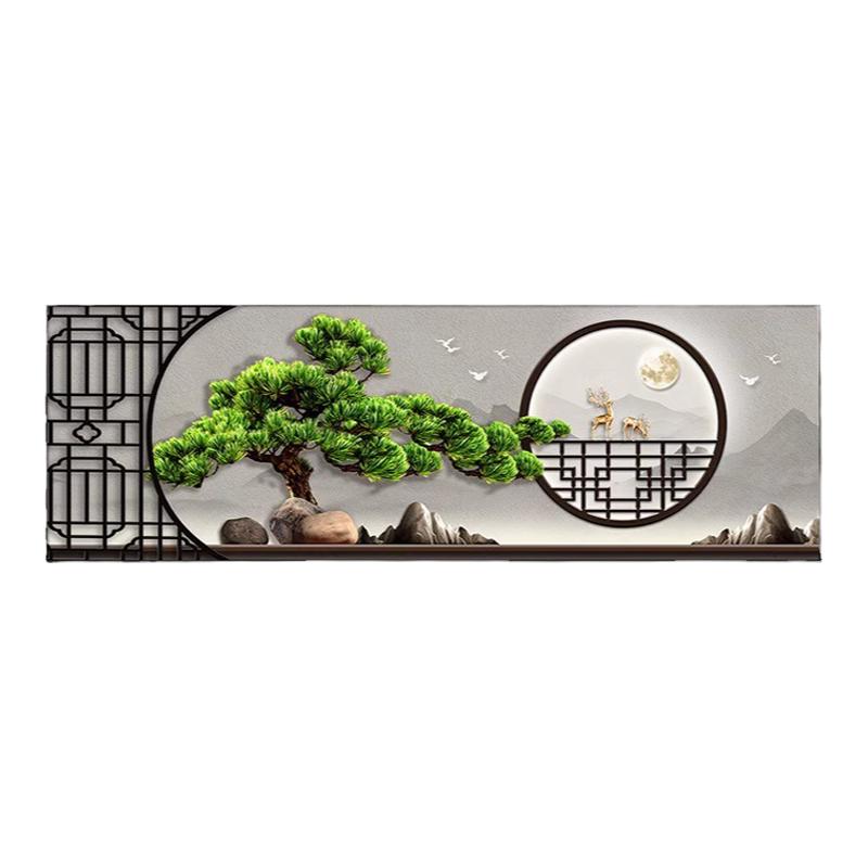 茶室装饰画迎客松新中式禅意客厅沙发背景挂画办公室聚财山水壁画