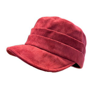秋冬日系麂皮绒马术帽时尚百搭大头围平顶贝雷帽女款2025新款帽子