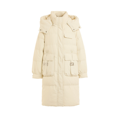 高端中长款白鸭绒羽绒服女