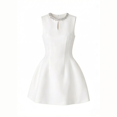 轻奢优雅亮片镂空收腰A字连衣裙