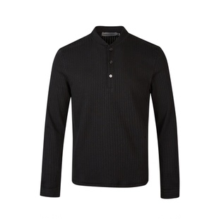 短句先生秋冬老钱风亨利领亚麻长袖T恤cleanfit内搭打底衫上衣