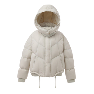 above deck牛仔拼接羽绒服女短款加厚保暖泡芙感脱卸帽2025冬新款