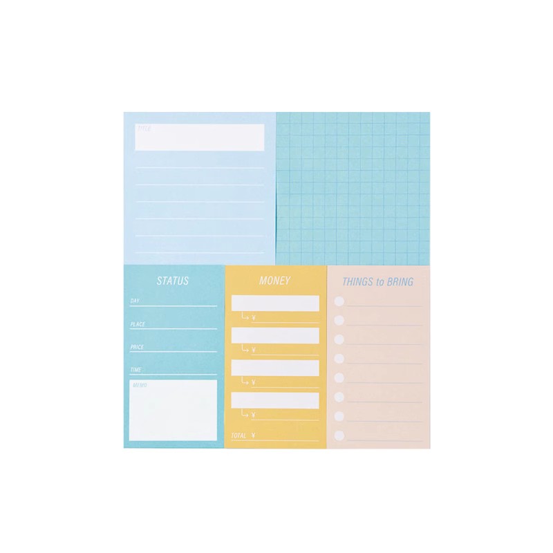 不是闷推荐 marks便签贴纸日程规划套装5种150张可撕记事贴办公备忘录自填目标管理生活清单手帐便利贴