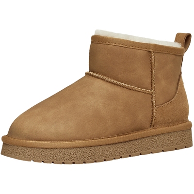 天美意户外厚底加绒保暖雪地靴棉鞋女复古短靴2025冬新款CNA43DD5