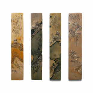 【孤品】赋比兴 国家非遗 宋年锋作品 老坑山水镇尺 天然原石雕刻创意书法镇尺 高档文房四宝墨歙砚端砚专用