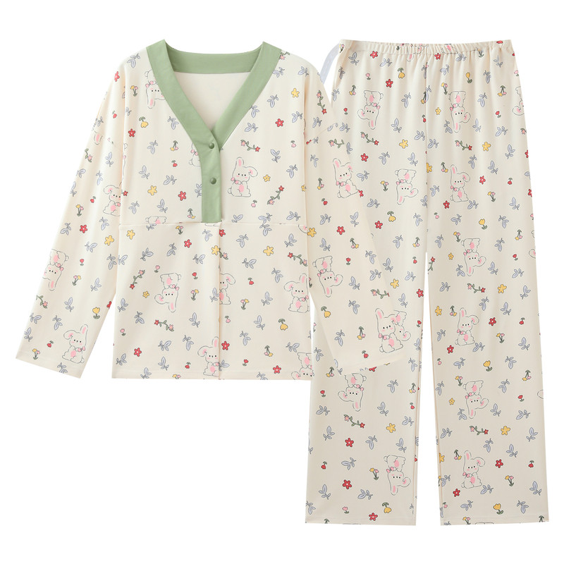 自带胸垫月子服睡衣套装产后哺乳
