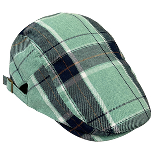 白昼小熊同款贝雷帽男女撞色复古格子前进帽文艺画家帽透气鸭嘴帽