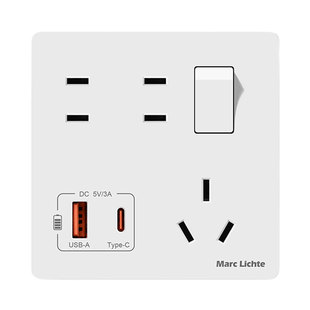 86型一开七孔带开关USB+TYPE-C/3A快充插座面板多孔暗装二二三插