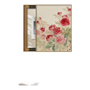 花卉新中式电表箱盒遮挡盖板装饰画竖版竖款壁画配电箱电闸盒挂画