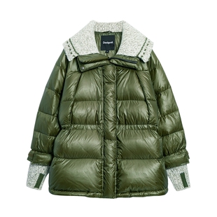 【保暖90白鸭绒】Desigual宽松针织拼接长袖女式羽绒服