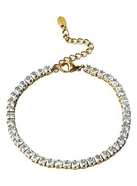 钛钢锆石满钻爆闪不掉色网球手链