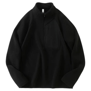 腔调十足套头立领半拉链户外保暖中间层男女通用双面奥粒绒抓绒衣