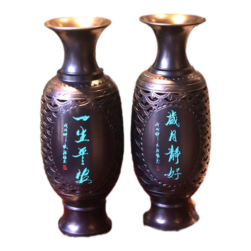 好客山东梁子黑陶连年有余摆件