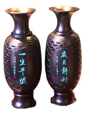 好客山东梁子黑陶连年有余摆件