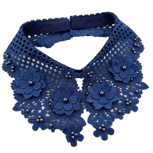 春夏手工立体花朵钉珠大领秋冬韩版珠片尖领项链领单领子假领子