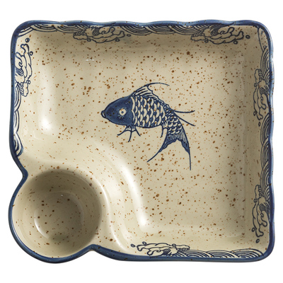 方形饺子盘家用自带蘸料分格盘