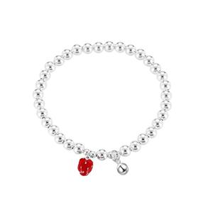 香港正生s925纯银转运珠手链亲子款草莓吊坠光珠手串简约儿童生日