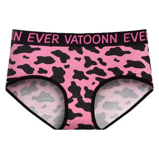 女士内裤纯棉性感宽腰带中腰三角抑菌裆大码简约美式黑粉色不卡裆