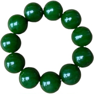 新疆和田玉碧玉手链菠菜绿手串男女款圆珠玉链手链珠子圆珠男女