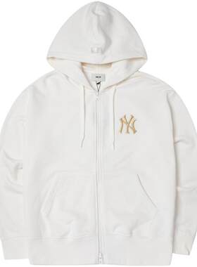 茵特丨MLB外套女龙年新年款运动情侣连帽开衫卫衣白色针织夹克男