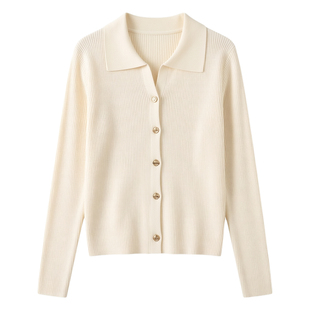 内搭女2026春装新款POLO领针织衫修身显瘦开衫设计感上衣打底衫女