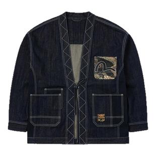 EVISU福神 2025秋季男士海鸥刺绣休闲纯棉牛仔夹克外套