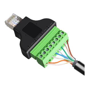免压水晶头免焊网线头RJ45转8PIN端子工业工控8P8C网络通讯转接头