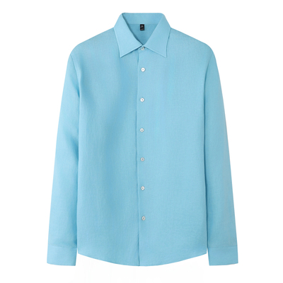 春夏老钱风透气亚麻衬衫