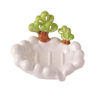 放青松沥水肥皂盒创意香皂盒置物架卫生间浴室家用陶瓷不积水皂碟