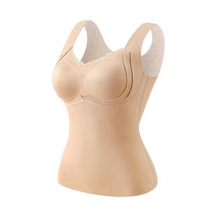 婷美秋冬免穿文胸蓄热保暖背心桑蚕丝收副乳修身显瘦无痕打底内衣