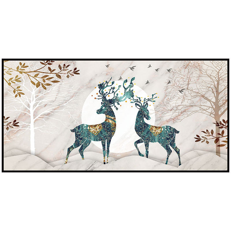 麋鹿卧室床头装饰画自粘墙贴纸画