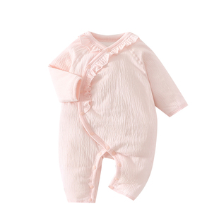 婴儿衣服秋冬装女宝宝连体衣公主夹棉婴幼儿百天满月服外出服冬季