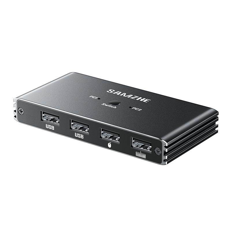 山泽KVM切换器键鼠共享HDMI二进一出分配切屏器4K/60Hz一套键盘鼠标控制两台电脑2双主机共用显示器屏幕多USB