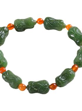 和田玉碧玉白菜手串男女款手链